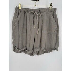 Thread + Supply Shorts Women X-Large Olive Green Lyocell Tie Waist Patch Pockets